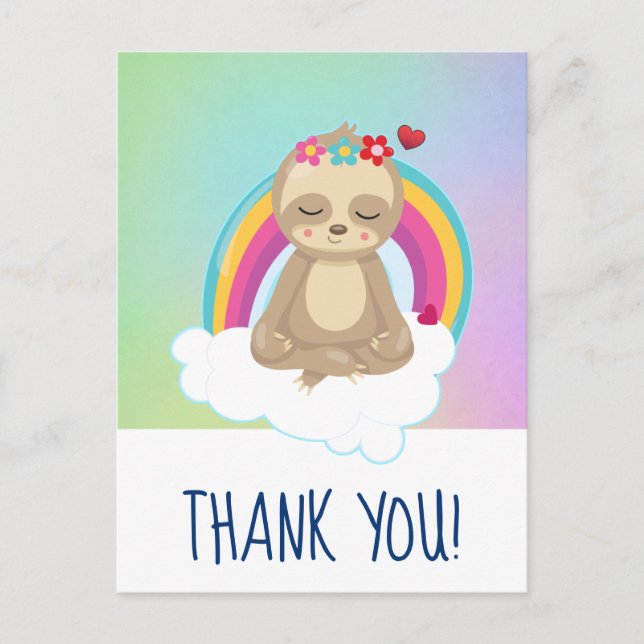 Adorable Brown Sloth Meditation friedlich Postkarte (Vorderseite)