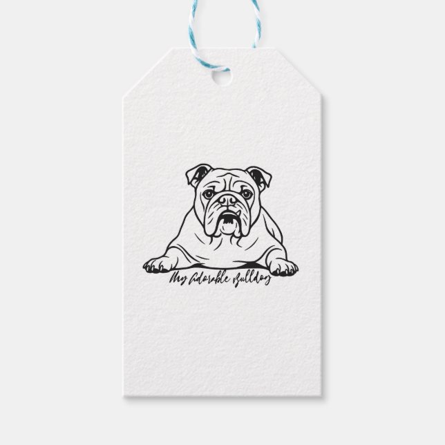 Adorable Bulldog Geschenkanhänger (Vorderseite)