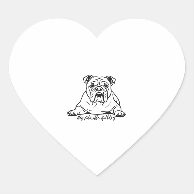 Adorable Bulldog Herz-Aufkleber (Vorderseite)