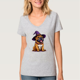 Adorable Bulldog in einem Hexenhut T-Shirt