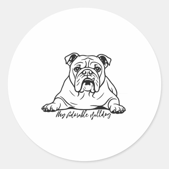 Adorable Bulldog Runder Aufkleber (Vorderseite)