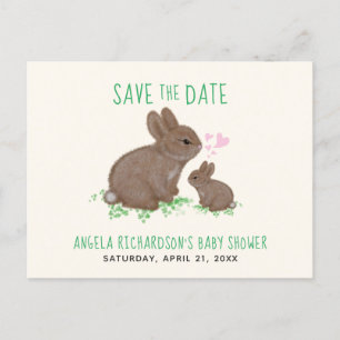 Adorable Bunnies Babydusche Save the Date Ankündigungspostkarte