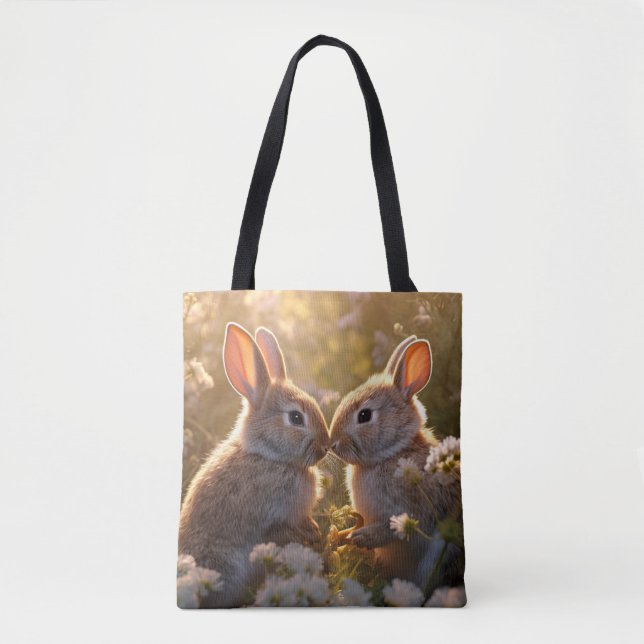 Adorable Bunnies im Frühlingswiese-Design (Vorderseite)