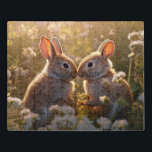 Adorable Bunnies im Frühlingswiese-Design Puzzle<br><div class="desc">Feiern Sie die Schönheit des Frühlings mit diesem herzerwärmenden Design mit zwei bezaubernden Bären in einer blühenden Wiese. Die spielerischen Kaninchen sind von zarten Blume umgeben und von sanftem Sonnenlicht durchflutet, was eine skurrile und ruhige Atmosphäre schafft. Dieses charmante Kunstwerk ist ideal für Naturliebhaber und Tierliebhaber und eignet sich für...</div>