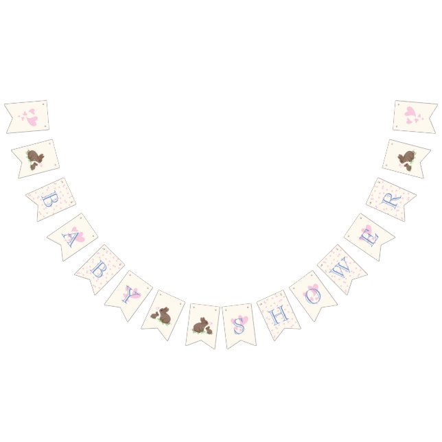 Adorable Bunnies mit Hearts Boy Baby Dusche Wimpelkette (Alle)