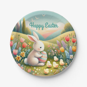Adorable Bunny & Chicks Ostern. Baby Bunny Oaster, Pappteller