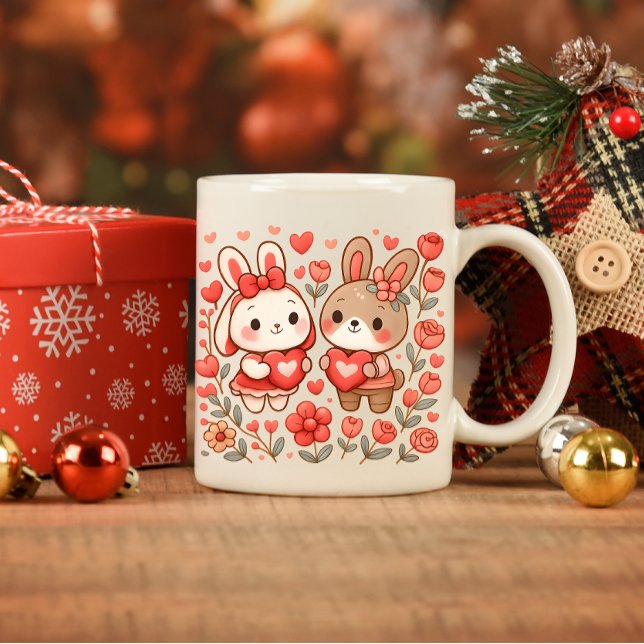 Adorable Bunny Couple Love Mug Tasse (Von Creator hochgeladen)