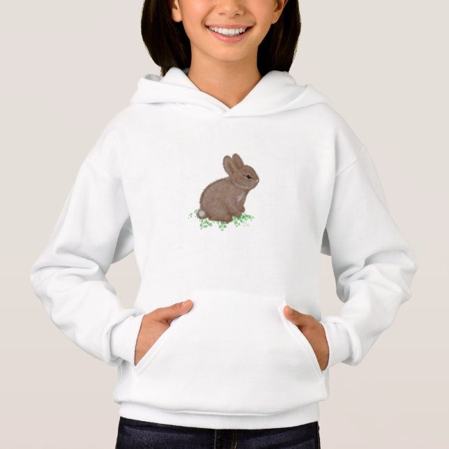 Adorable Bunny in Clover Hoodie (Vorderseite)