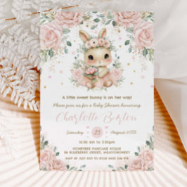 Adorable Bunny Rabbit Blush Bloral Baby Dusche Einladung