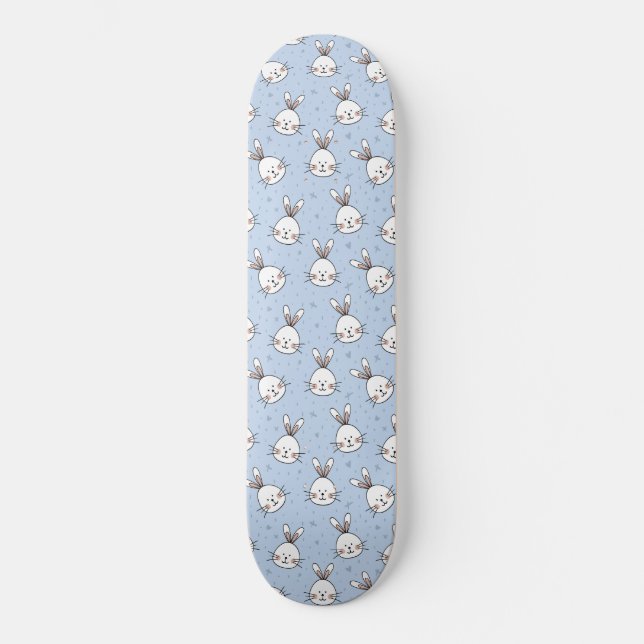 Adorable Bunny Rabbit Muster Skateboard (Vorderseite)