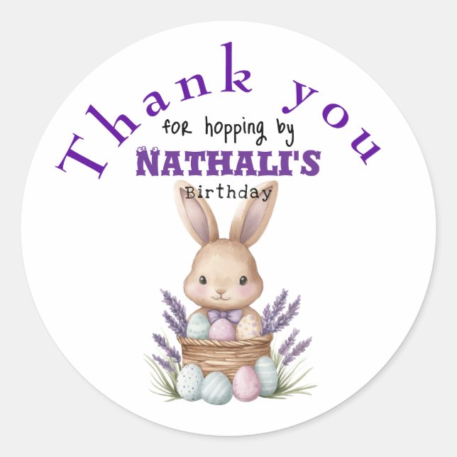 Adorable Bunny-Themed Geburtstag Runder Aufkleber (Vorderseite)