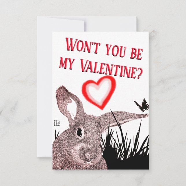 Adorable Bunny Typografy Valentine's Day Card (Vorderseite)
