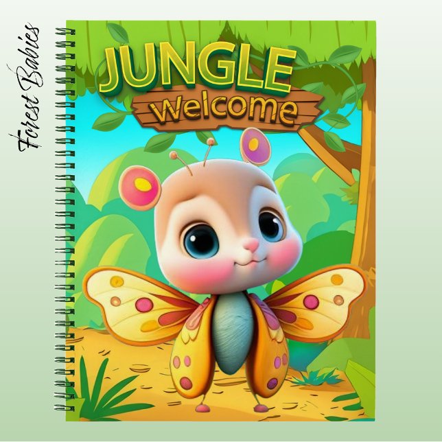 Adorable Butterfly Insect Girly Forest Animal 🦋 Notizbuch (Cute Girly Butterfly, Girl Jungle Welcome Notebook Animal Cartoon Graphic Character Stationery 🦋)