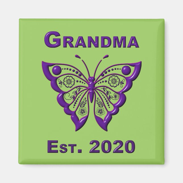 Adorable Butterfly Oma "Est 2020" Magnet (Vorne)
