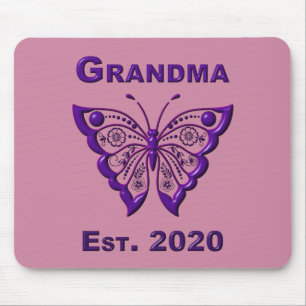 Adorable Butterfly Oma "Est 2020" Mousepad