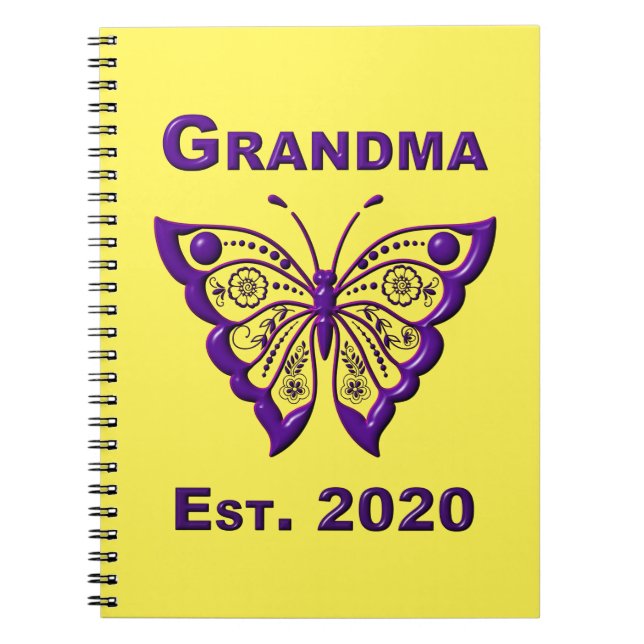 Adorable Butterfly Oma "Est 2020" Notizblock (Vorderseite)