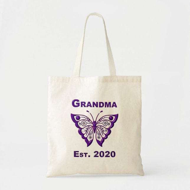 Adorable Butterfly Oma "Est 2020" Tragetasche (Vorne)