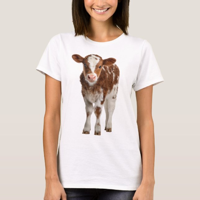 Adorable Calf Portrait on Burlap T-Shirt (Vorderseite)