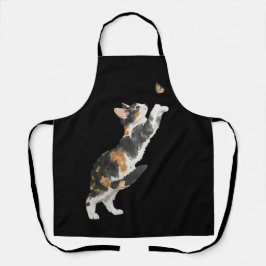 Adorable Calico Cat & Butterfly Watercolor  Schürze