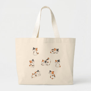 Adorable Calico Cat Tote Bag Jumbo Stoffbeutel