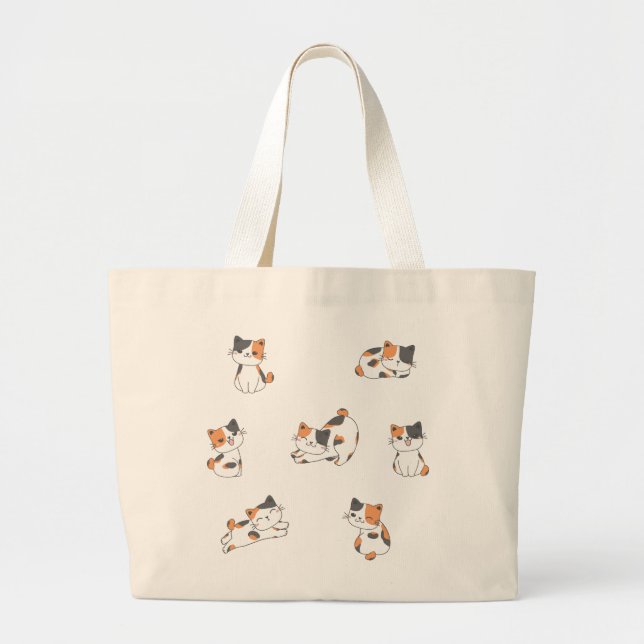 Adorable Calico Cat Tote Bag Jumbo Stoffbeutel (Vorne)