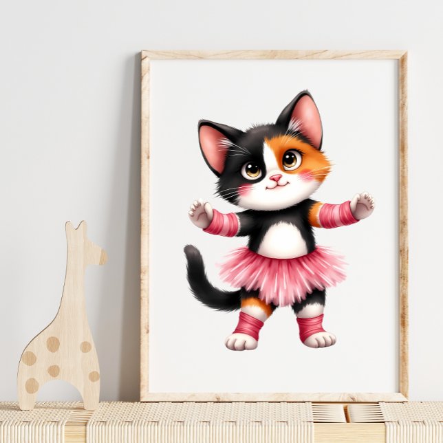 Adorable Calico Kitten Ballerina in Pink Tutu Poster (Von Creator hochgeladen)