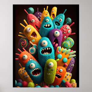 Adorable Candy Monsters Poster