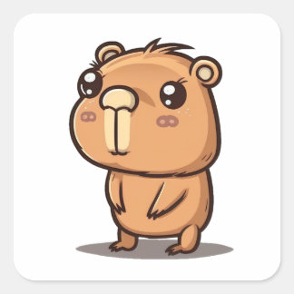Adorable Capybara zeichnend Quadratischer Aufkleber