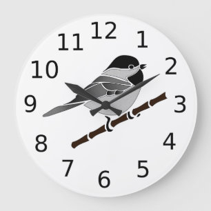 Adorable Carolina Chickadee Cartoon Große Wanduhr