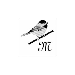 Adorable Carolina Chickadee Cartoon Gummistempel