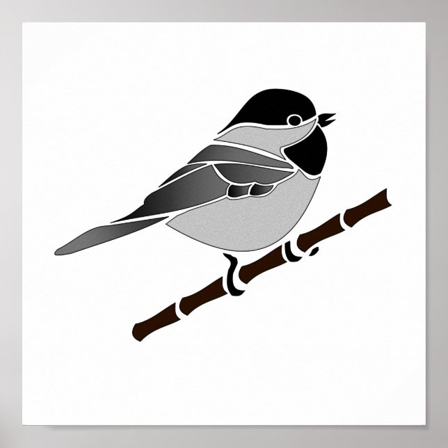 Adorable Carolina Chickadee Cartoon Poster (Vorne)