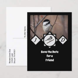 Adorable Carolina Chickadee Monogramm Foto Einladungspostkarte