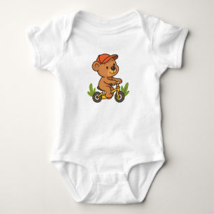 Adorable Cartoon Bär Reiten Baby Strampler