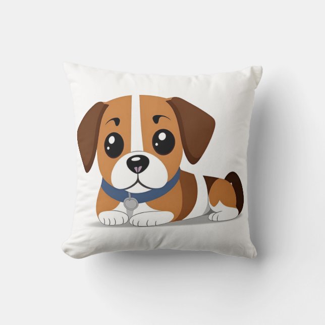 Adorable Cartoon Beagle Welpe herunterspielen Kissen (Vorderseite)