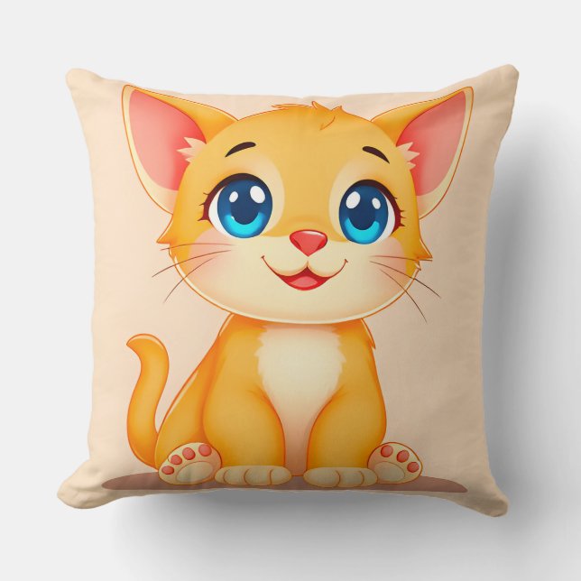 Adorable Cartoon Cat Kissen (Vorderseite)