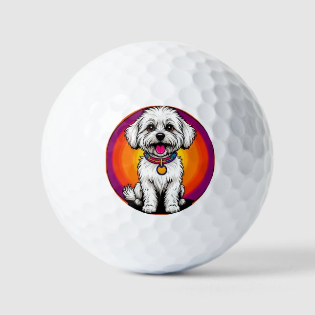Adorable Cartoon Dog Tragen einer Kette Golfball (Vorderseite)