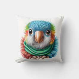 Adorable Cartoon Fluffy Happy Baby Parrot Foto P Kissen