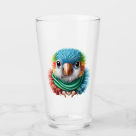 Adorable Cartoon Fluffy Happy Baby Parrot Glas