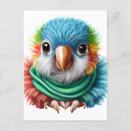 Adorable Cartoon Fluffy Happy Baby Parrot Postkarte