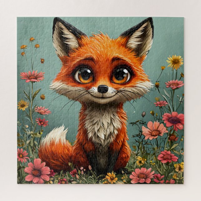Adorable Cartoon Fox Puzzle (Vertikal)
