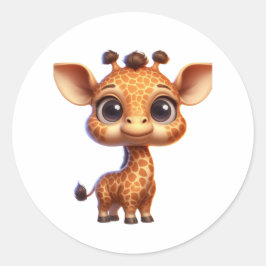Adorable Cartoon Giraffe Graphic - Niedlich Safari Runder Aufkleber