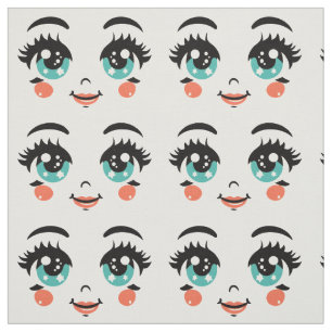 Adorable Cartoon Girl Puppenthauptkunst Stoff