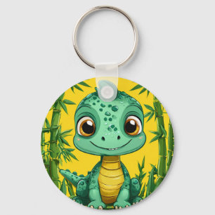 Adorable Cartoon Green Dinosaurier Schlüsselanhänger