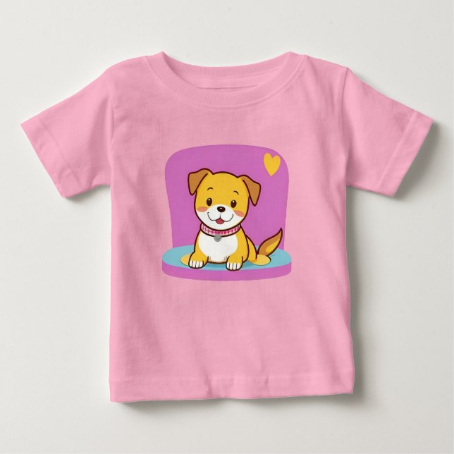 Adorable Cartoon Hund mit fröhlichem Ausdruck Baby T-shirt (Vorderseite)