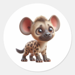 Adorable Cartoon Hyena Cub Graphic Runder Aufkleber