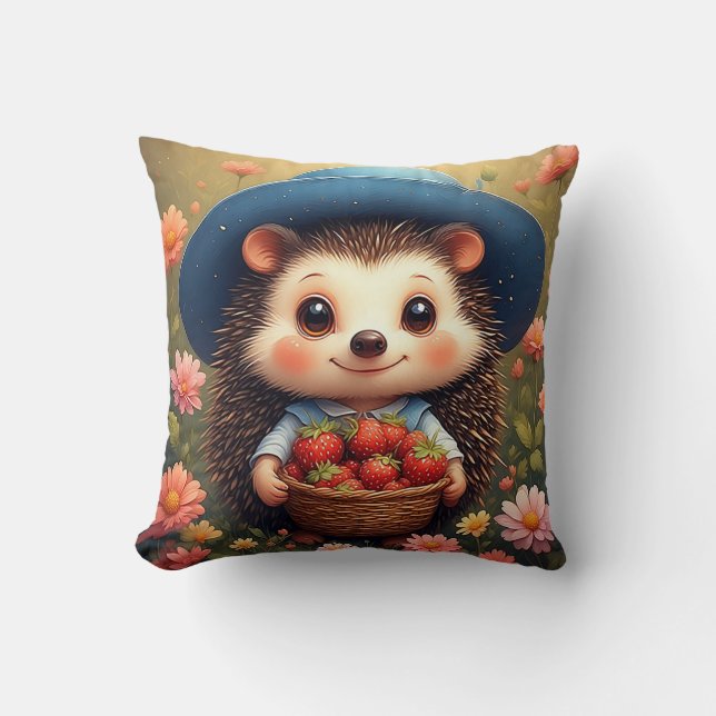 Adorable Cartoon Igel Kissen (Vorderseite)