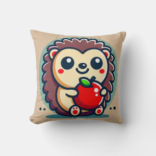 Adorable Cartoon Igel mit einem roten Apple Kissen
