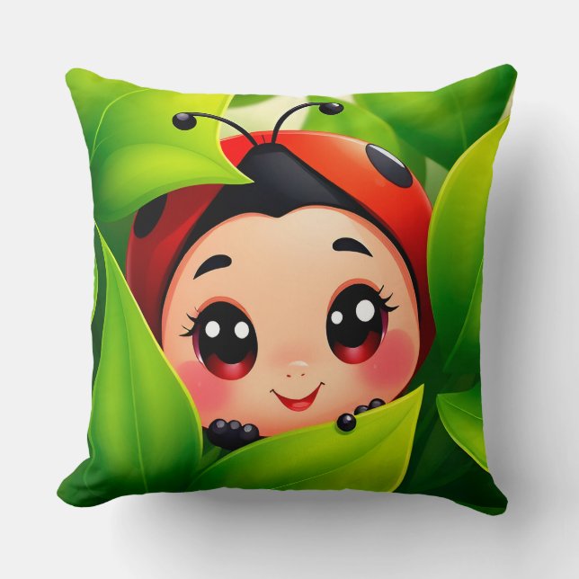 Adorable Cartoon Ladybug Kissen (Vorderseite)