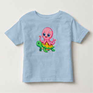 Adorable Cartoon Octopus Reiten einer Niedlichen S Kleinkind T-shirt