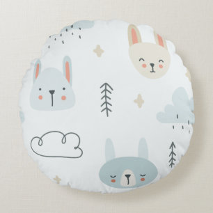 Adorable Cartoon pastellfarbene Kindermuster Rundes Kissen